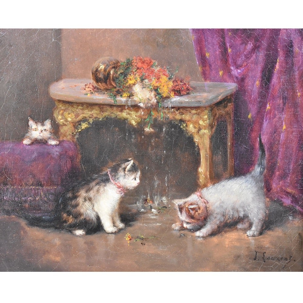 QA503 1a antique oil painting cats old painting XIX century.jpg